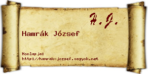 Hamrák József névjegykártya